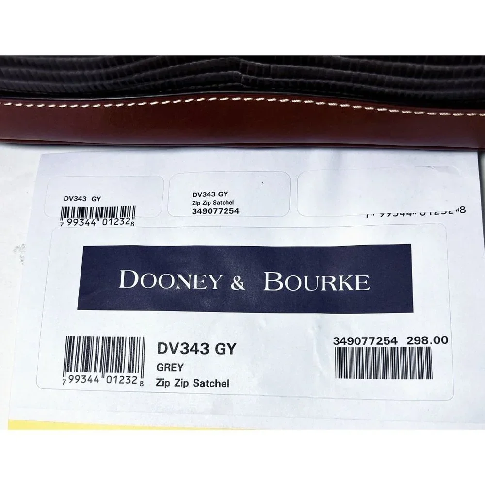 SOLD Dooney & Bourke Womens Grey Leather Lizard Embossed Zip Zip Satchel Handbag - Picture 9 of 14